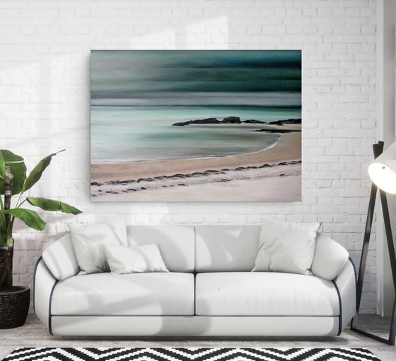 "Nord" Dark teal ocean oil art