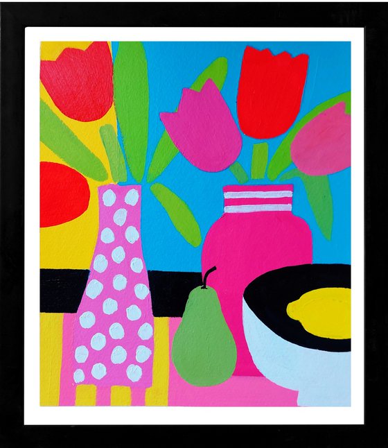 Still Life with Five Tulips