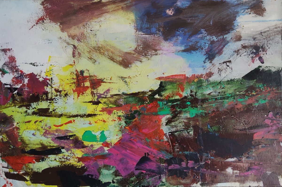 Expressive Landscape Oil Painting By Viktoria Shvoren, 24 X 16", Moment, Original Artwork