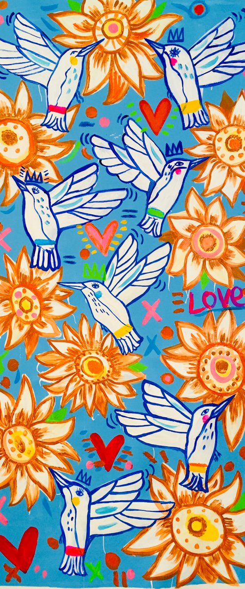 Colibríes & Sunflowers 🌻 by Mercedes Lagunas