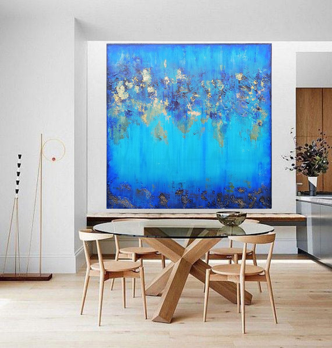 Abstract Acrylic Painting By Susan Wooler, 31 X 31", Starlight Ocean, Original Artwork