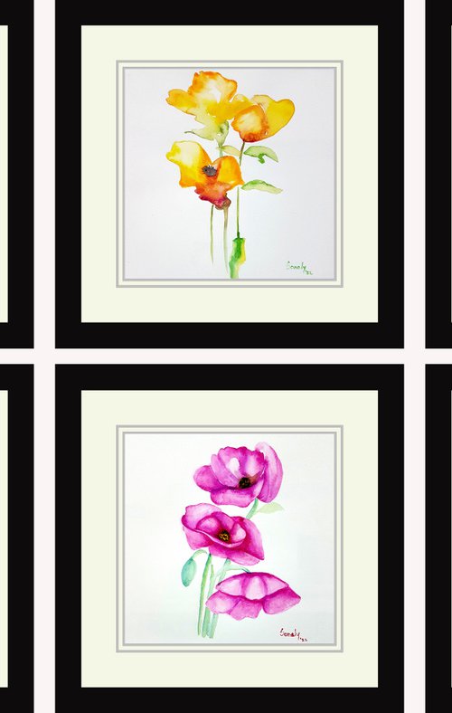 Set of 6 flowers 1 by Sonaly Gandhi