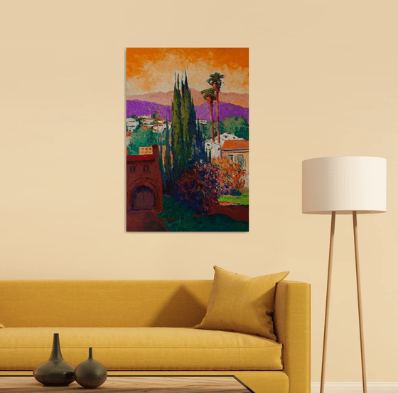 Evening and Cypresses