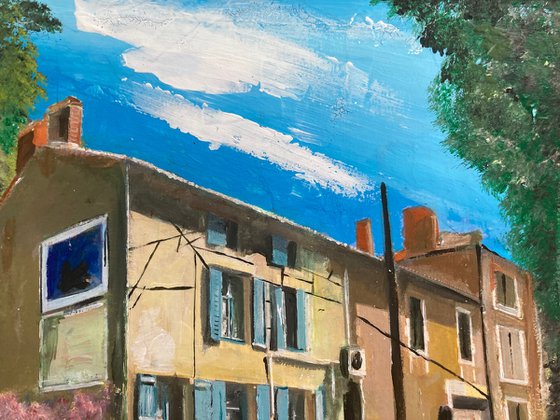 Row Of French Houses In The Noon Sun