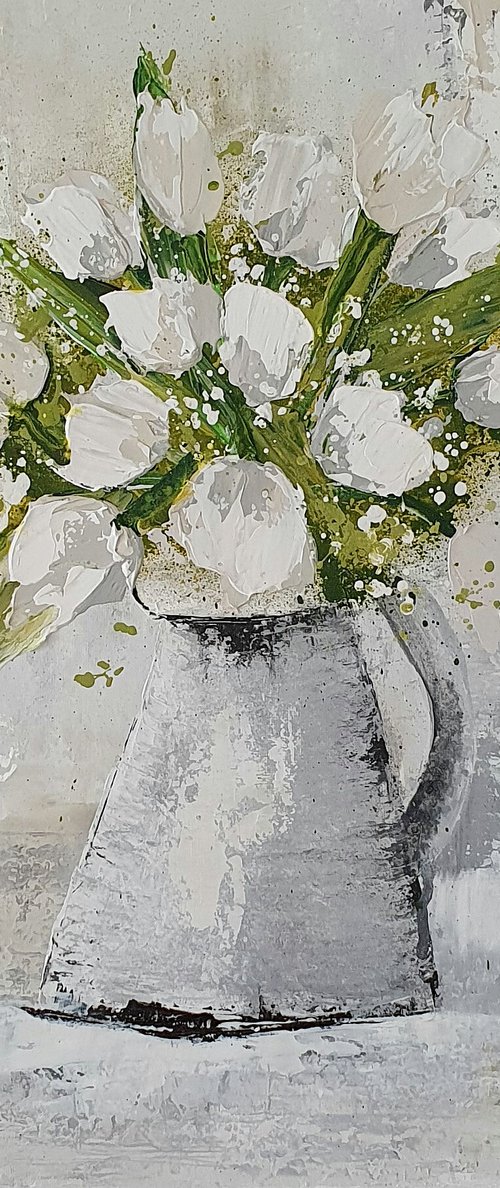 PITCHER WITH WHITE TULIPS by Cinzia Mancini