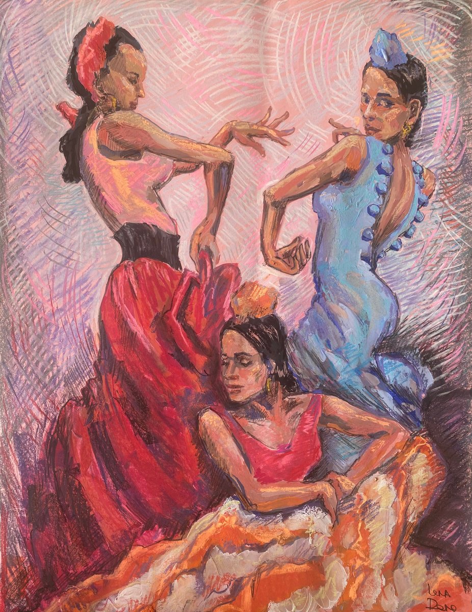 Silhouettes. 3 flamenco girls by Elena Done