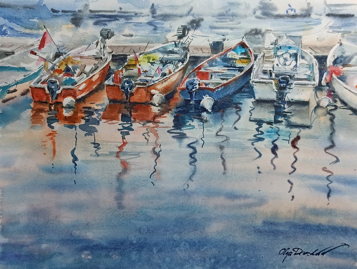 Garda lake boats by Olga Drozdova