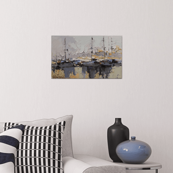 Sailing yachts  Original seascape painting