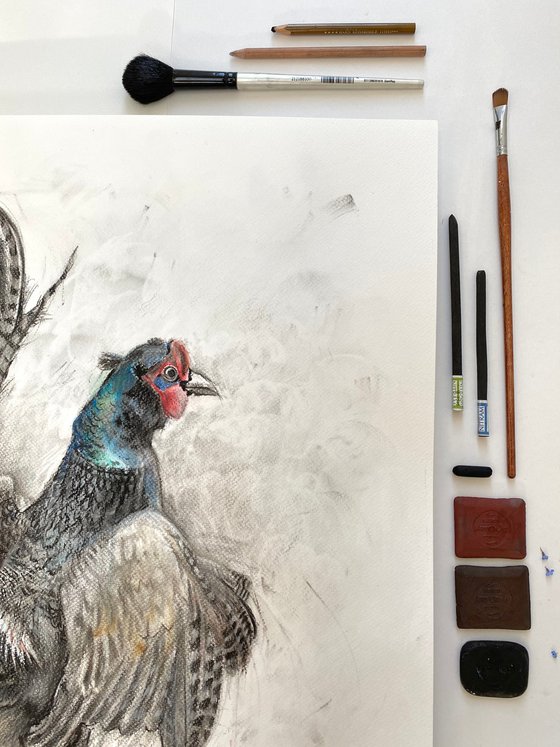 Ruffled Charcoal Pheasant