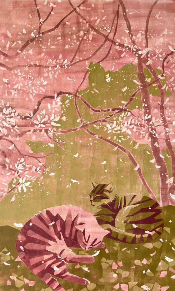 Cats Under The Cherry Blossoms