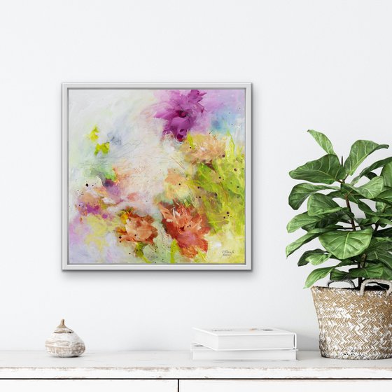 Jardin de roses - Expressive floral painting - Ready to hang