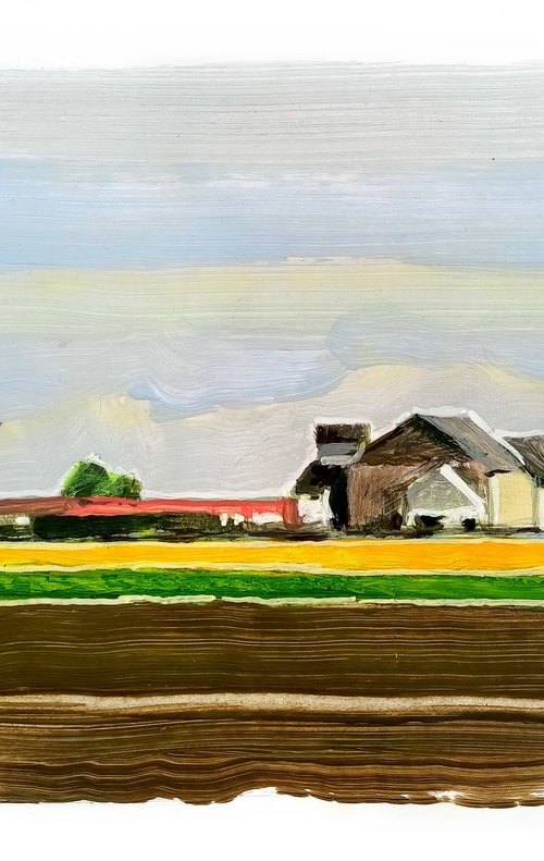 Landscape with farm in spring by Evgen Semenyuk