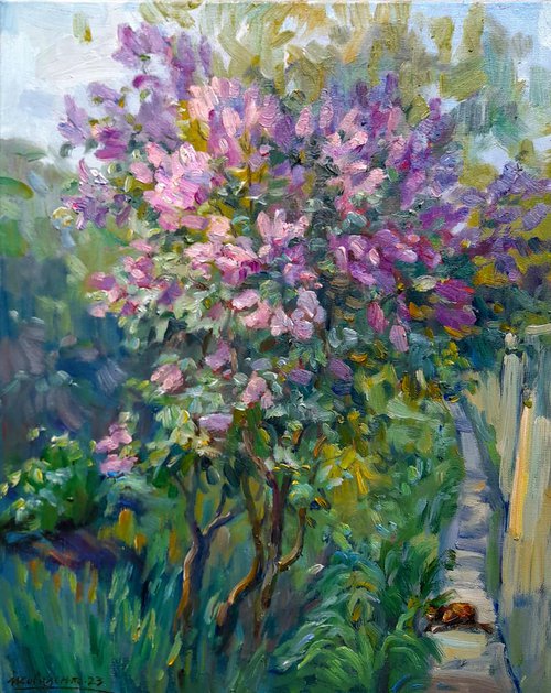 Lilac blossoms in the garden by Ivan Kovalenko