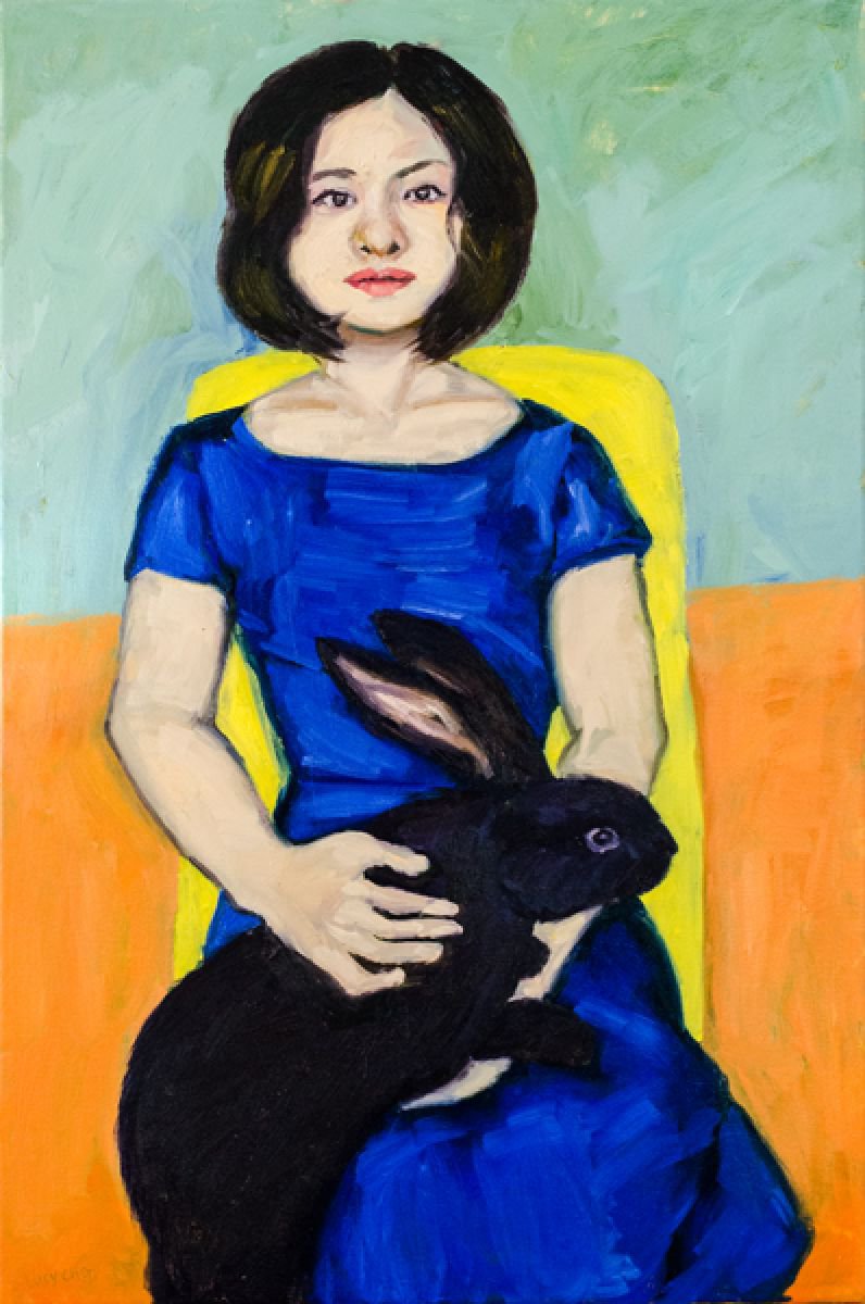 Girl with Black Rabbit by Lucy Morningstar