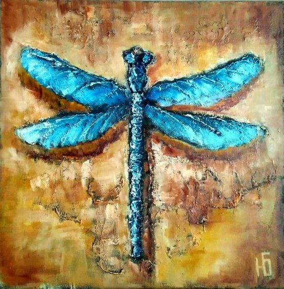 Blue dragonfly, 40x40 cm.