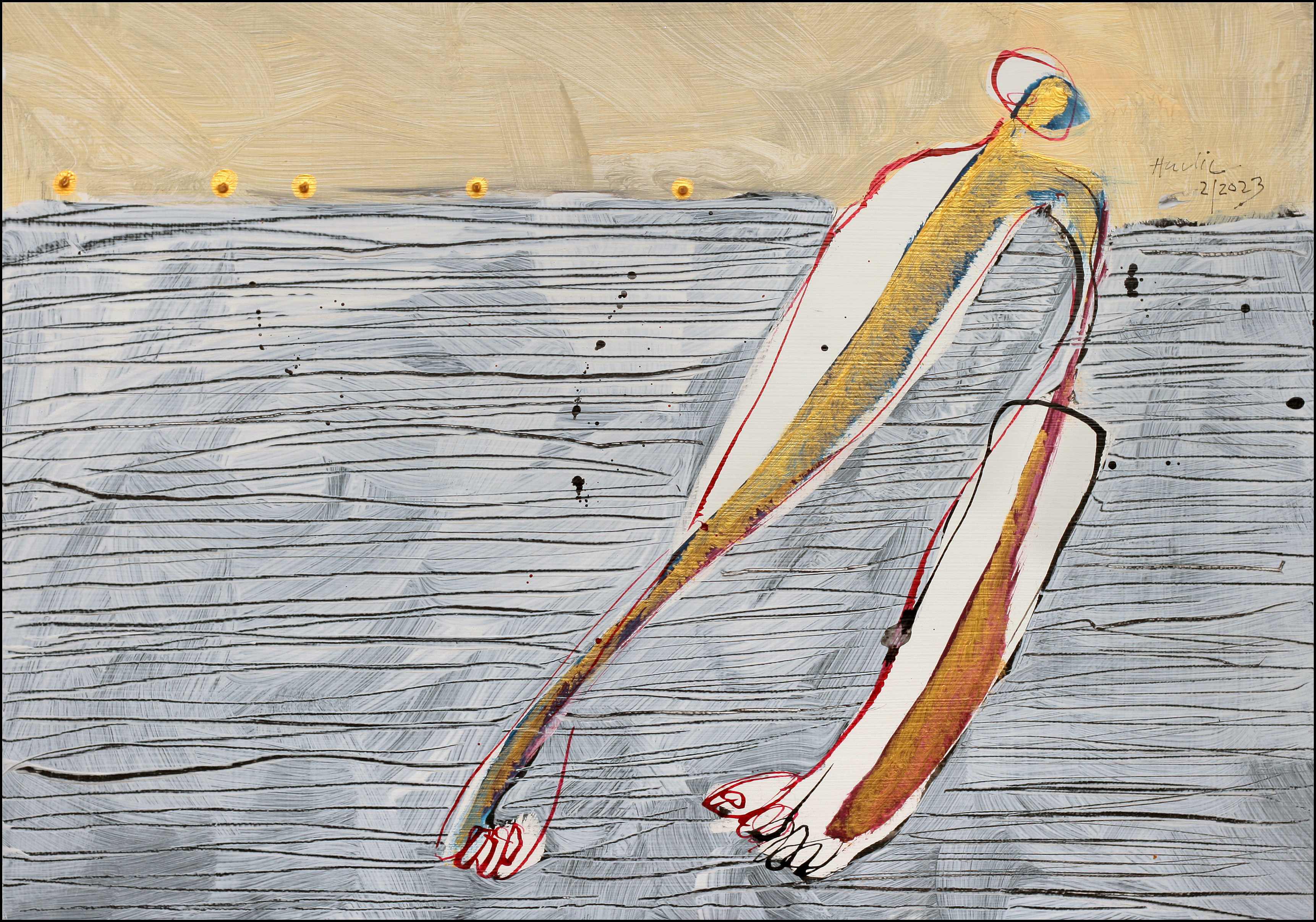 Portrait Acrylic Painting By Jiri Havlik, 20 X 14, On Wednesday, Original Artwork