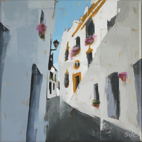 Calle empinada (steep street) 24x24cm by Sharon O'Callaghan