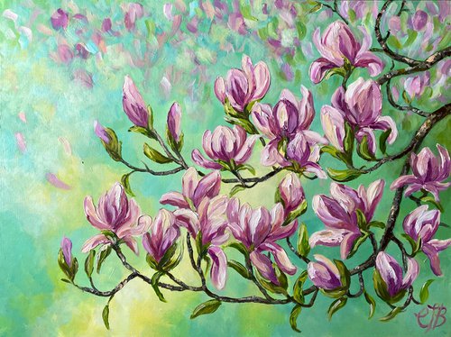Beneath Magnolias -Spring landscape by Colette Baumback