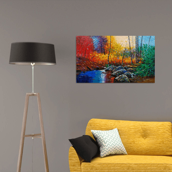 Colorful landscape (100x60cm, oil painting, palette knife)