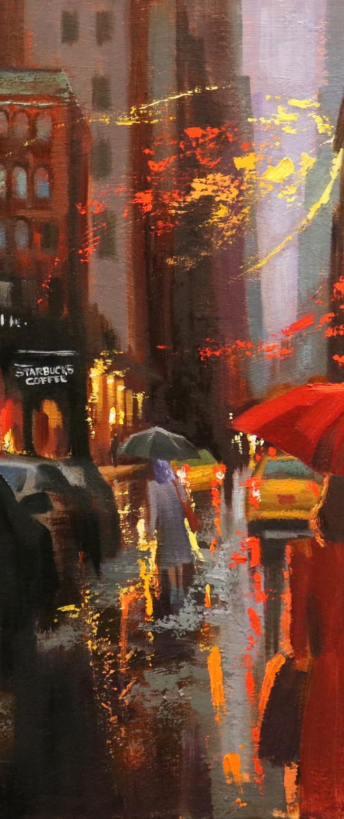 Evening Rain in Madison Avenue by Chin H Shin