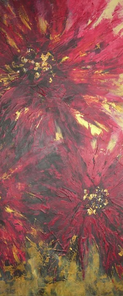 Pink Flowers  (Large, 100x100cm) by Kalpana Soanes