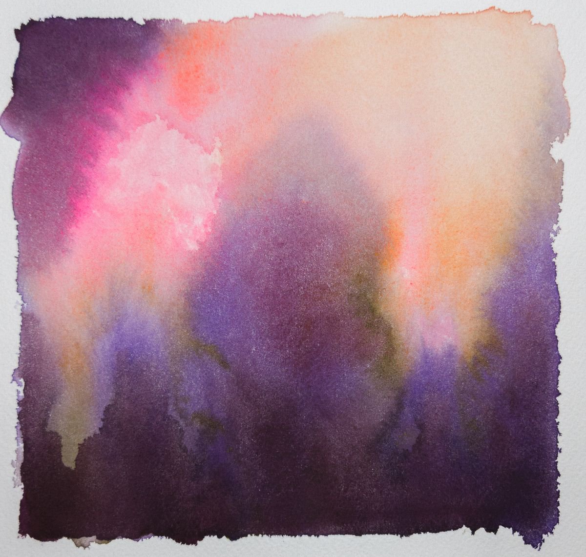 Abstract Landscape Watercolour By Fabienne Monestier, 8 X 8, Frozen Dawn, Original Artwork