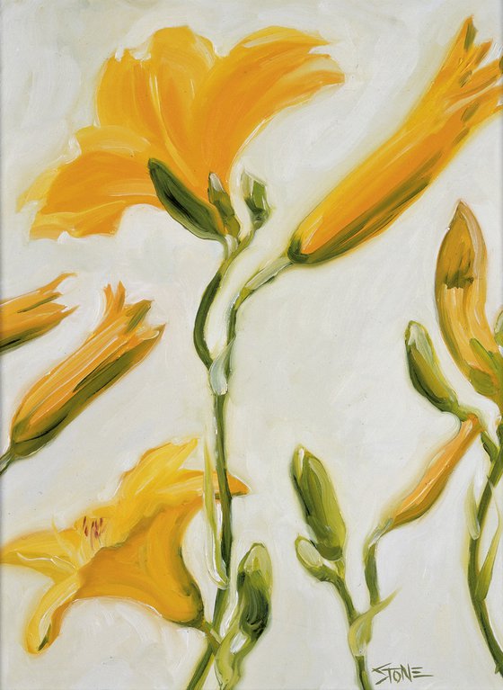Yellow Lilies on White