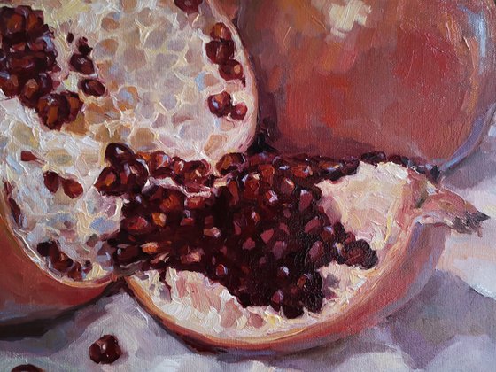 Pomegranates, original, one of a kind, oil on canvas painting