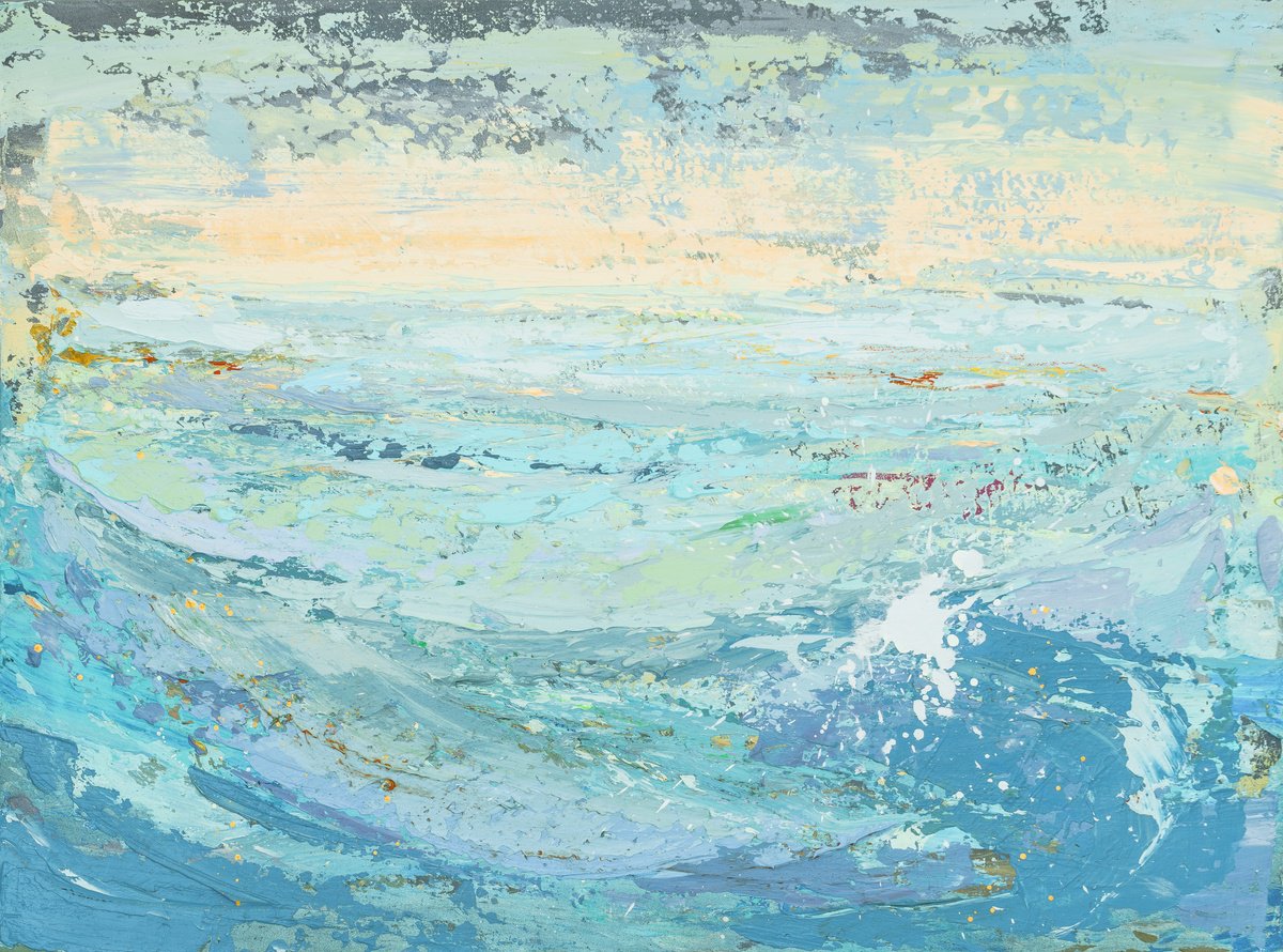 Abstract Landscape Acrylic Painting By Susana Sancho Beltran, 32 X 24", Emotional Seascape, Original Artwork