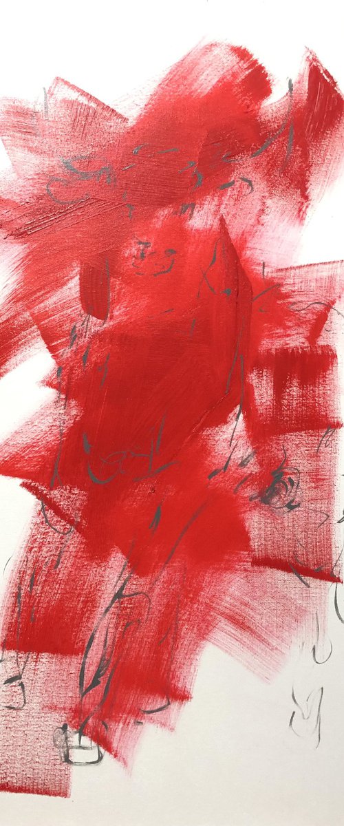 Bull - abstract - red by Nicole Leidenfrost