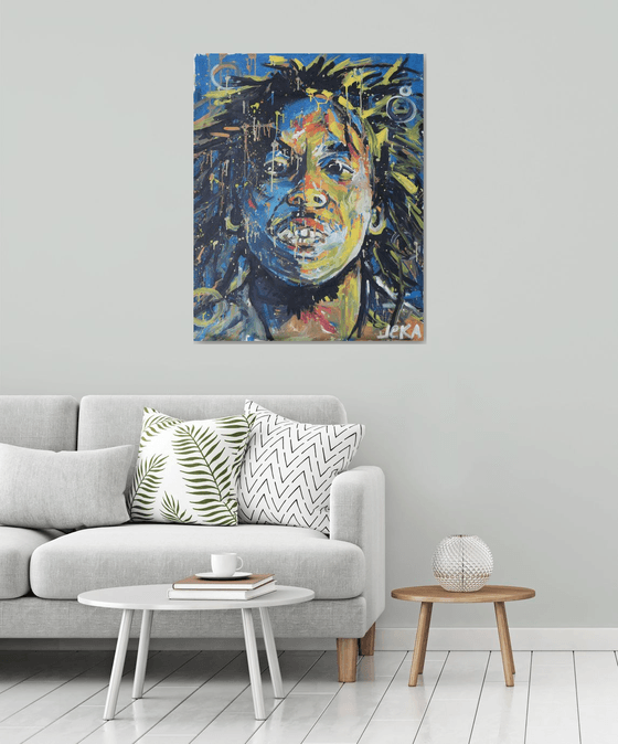 Bob Marley Acrylic on canvas 100x80