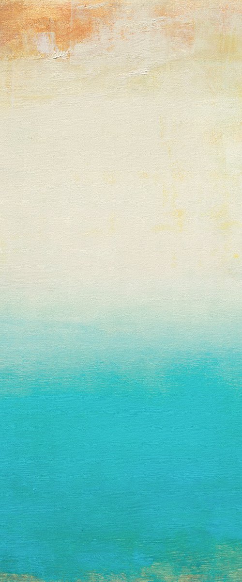 Summer Blue 220519, aqua turquoise blue and white abstract color field. by Don Bishop