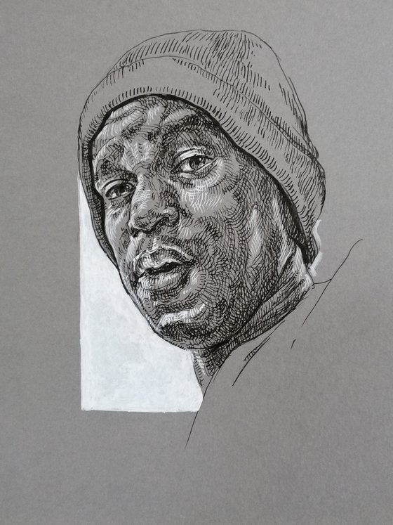 Black man portrait. Portrait on paper