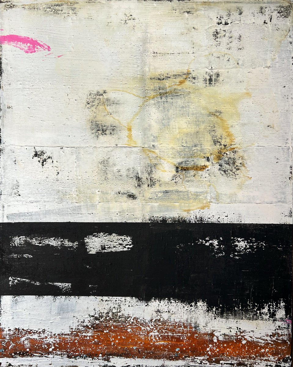 Abstract Painting By Sergio Aranda, 31 X 39", La Vie En Rose, Original Artwork