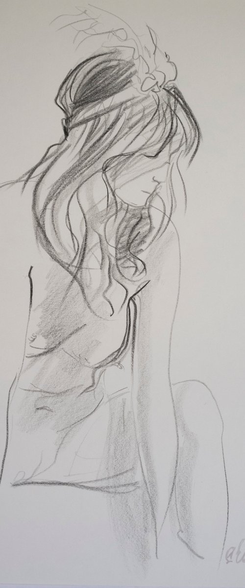 Sad woman sketch (model Lisa) by Irina Bibik-Chkolian