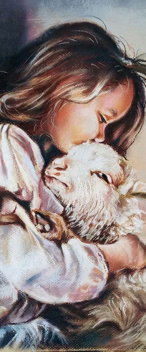 Portrait with a lamb by Magdalena Palega