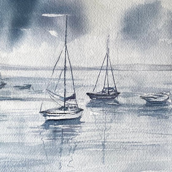 Boats on a Gray Morning