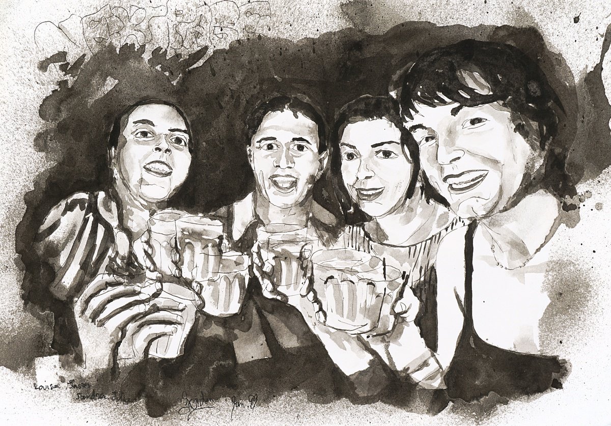 Illustrative Portrait Painting By Gordon T., 14 X 10, Next Page, Original Artwork