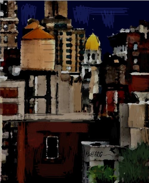 CITY AT NIGHT  28"x34" by Joe McHarg