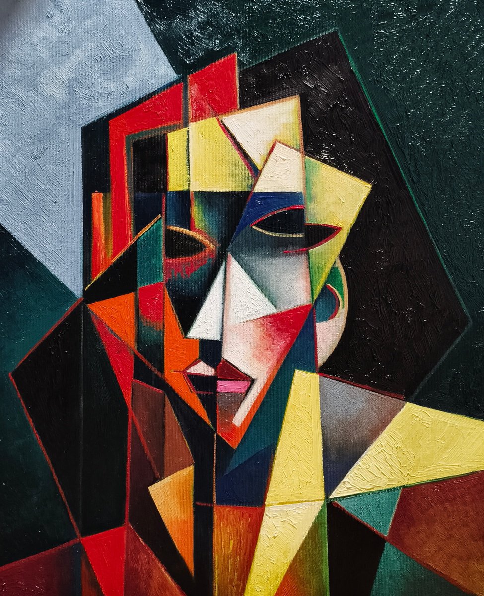 Geometric Oil Painting , Fragments Of Identity By Artrun Asatrian, 16 X 20, Artwork For Sale On Artfinder