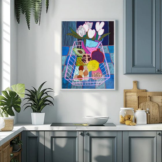 Pink Basket Still Life