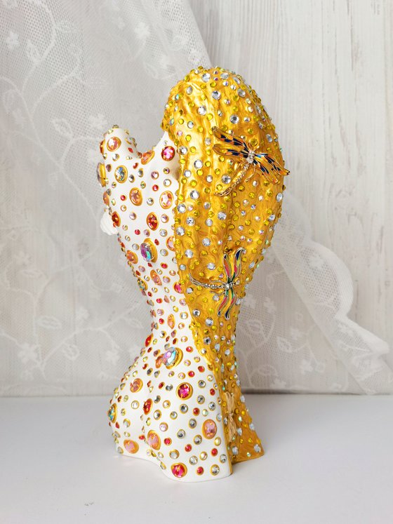 Nude erotic woman figure - abstract female sculpture with sun catcher crystals