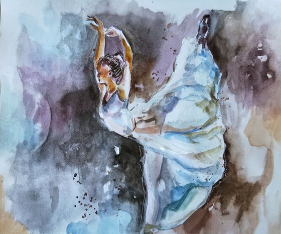 Ballerina watercolor drawing