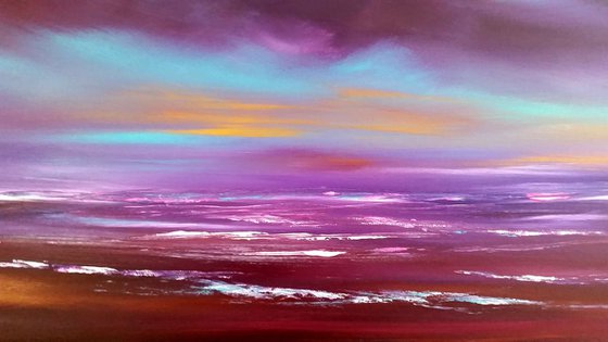 Aqua Twilight  (Large Panoramic, XL, 120x50cm, seascape)