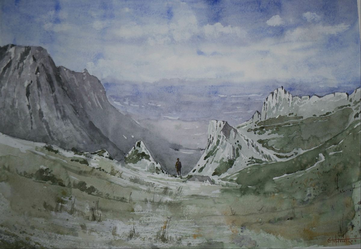 Warrior in the mountains by Eugene Gorbachenko