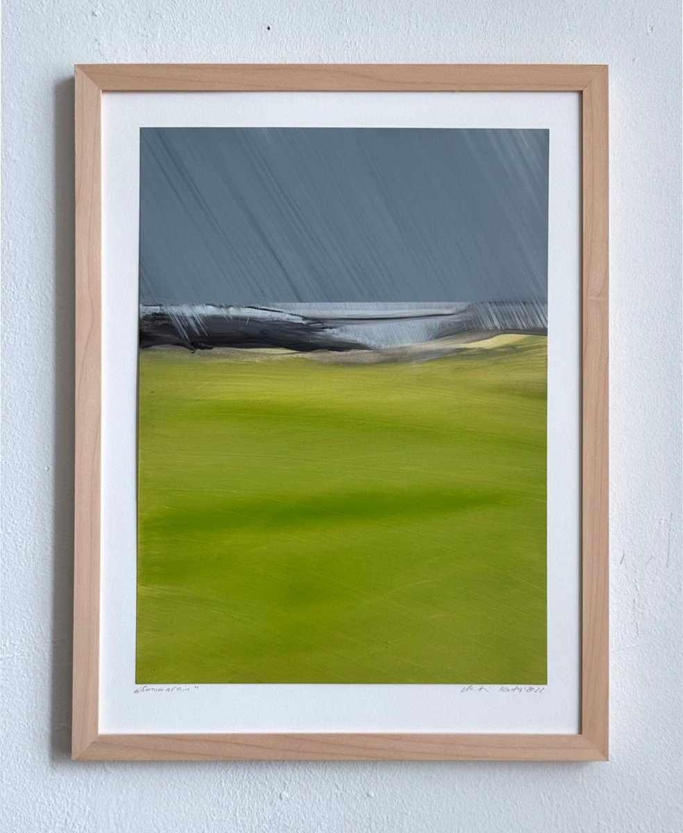 Organic Landscape Oil Painting By Katrin Roth, 13 X 17", Summerain, Original Artwork