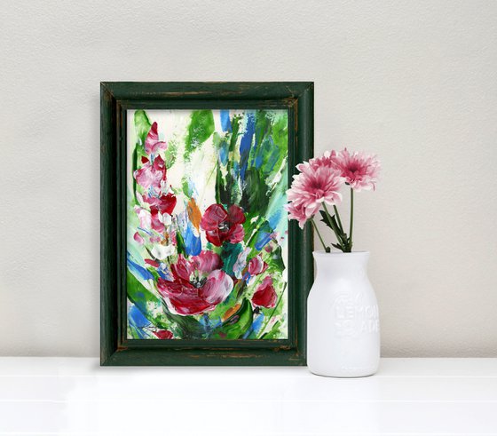 Cottage Flowers 8 - Framed Floral Painting by Kathy Morton Stanion