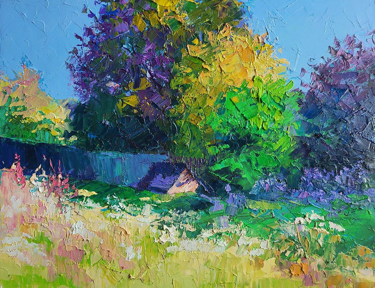 Impressionistic Landscape Oil Painting By Boris Serdyuk, 18 X 14, Summer, Original Artwork