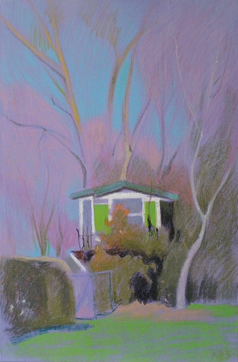 Impressionistic Cityscapes Painting By Vasyl Koval, 16 X 24", Treehouse, Original Artwork