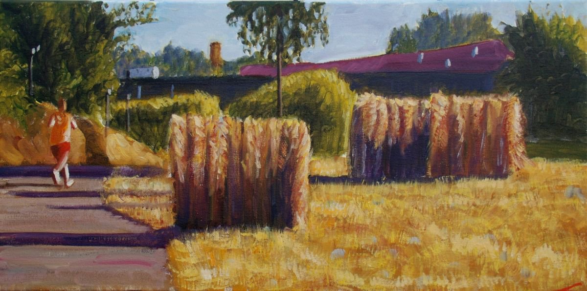 Three Haystacks Near Vlaardingen By Elena Sokolova, 24 X 12, Artwork For Sale On Artfinder